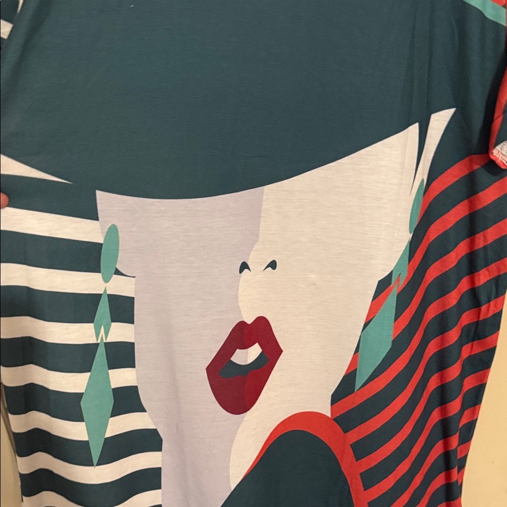Funky 80s Inspired Graphic T-shirt Dress - Picture 2 of 5